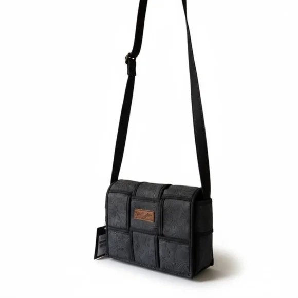 Wrangler Gray Floral Patterned Crossbody Bag NWT - Picture 3 of 7